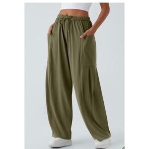 Halara Mid Rise Elastic Waistband Drawstring Palazzo Flowy Wide Leg Pants Small